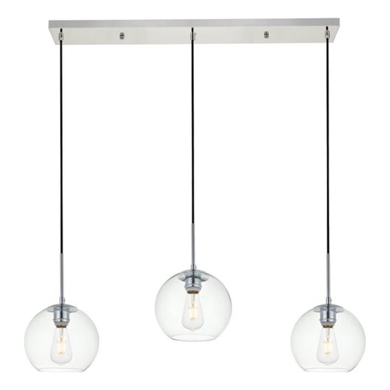 Living District Baxter 3-Light Metal & Glass Pendant in Chrome/Clear