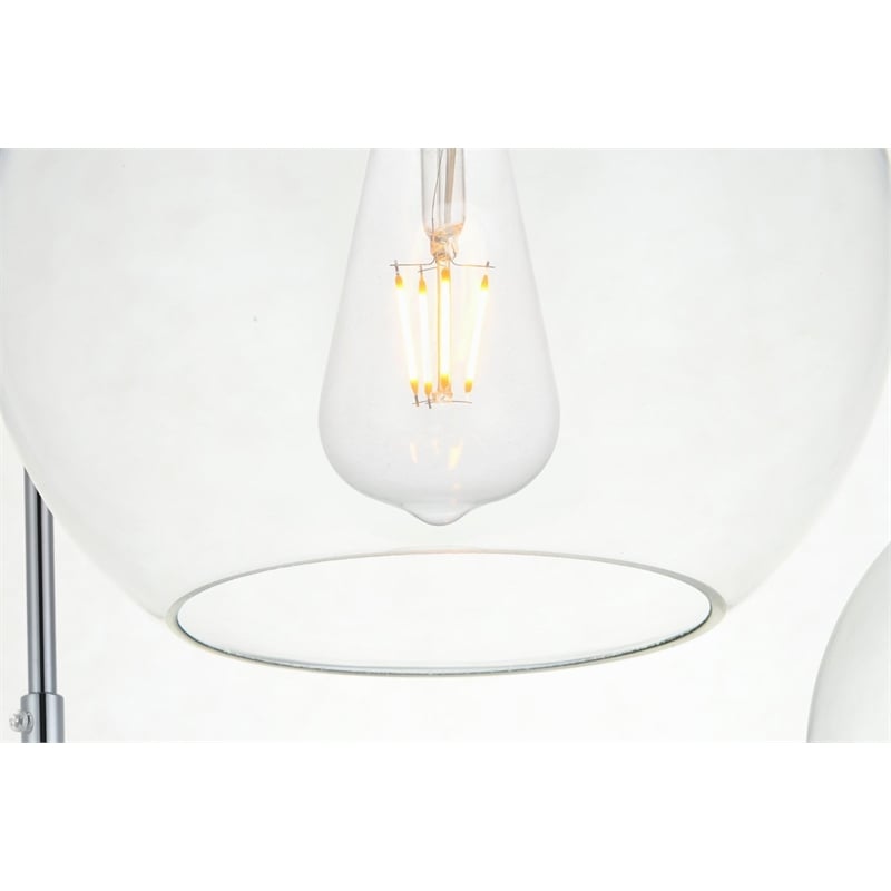 Living District Baxter 3-Light Metal & Glass Pendant in Chrome/Clear