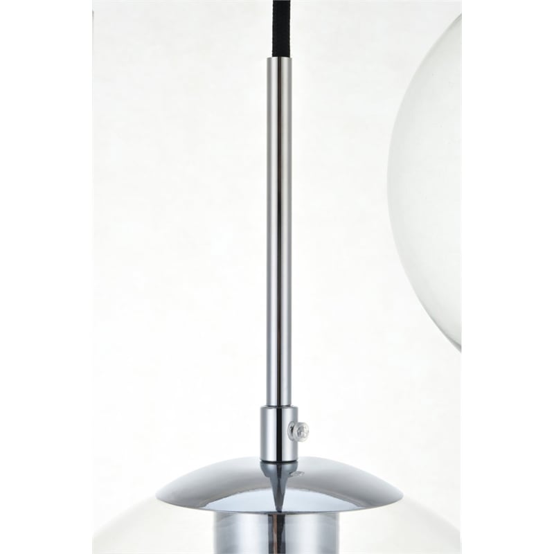 Living District Baxter 3-Light Metal & Glass Pendant in Chrome/Clear