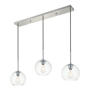 Living District Baxter 3-Light Metal & Glass Pendant in Chrome/Clear