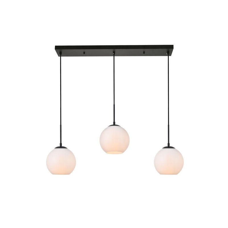 Living District Baxter 3-Light Metal & Glass Pendant in Black/Frosted White