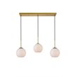 Living District Baxter 3-Light Metal & Glass Pendant in Brass/Frosted White