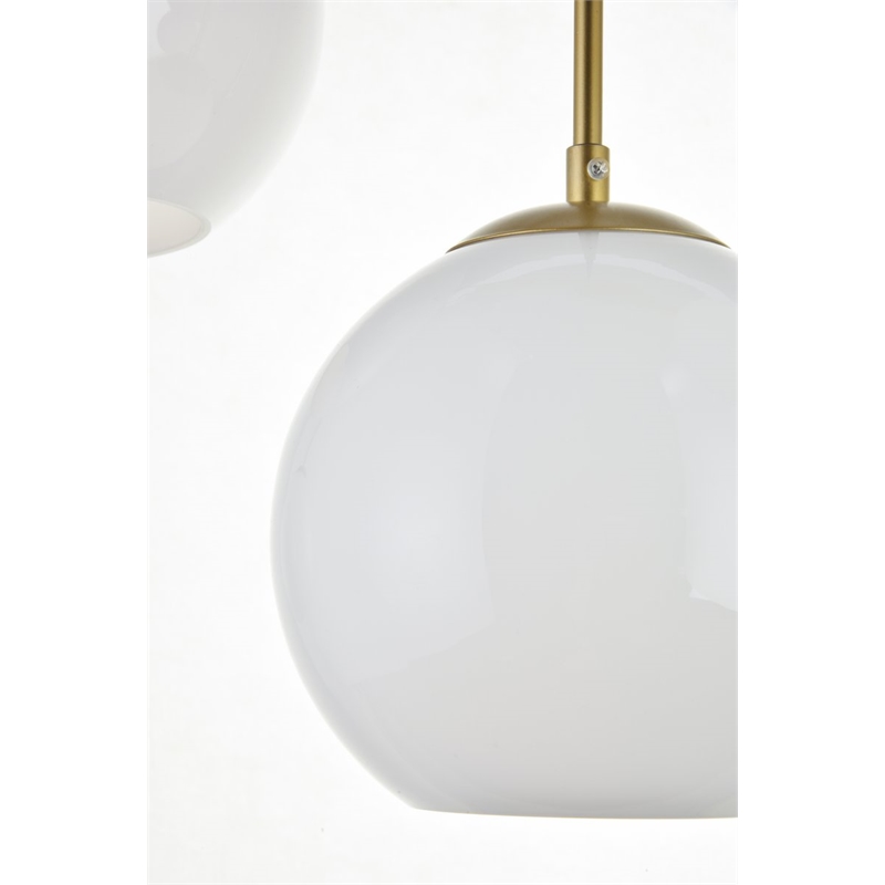 Living District Baxter 3-Light Metal & Glass Pendant in Brass/Frosted White