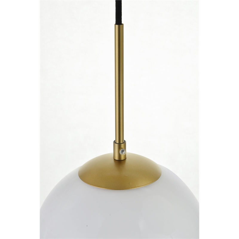 Living District Baxter 3-Light Metal & Glass Pendant in Brass/Frosted White