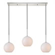Living District Baxter 3-Light Metal & Glass Pendant in Chrome/Frosted White
