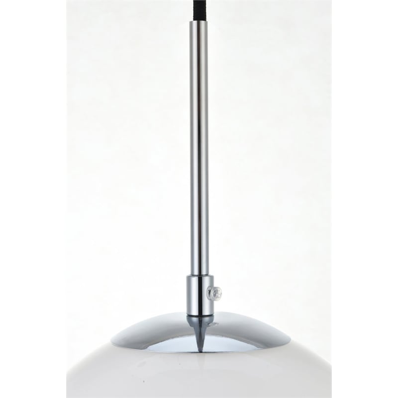 Living District Baxter 3-Light Metal & Glass Pendant in Chrome/Frosted White