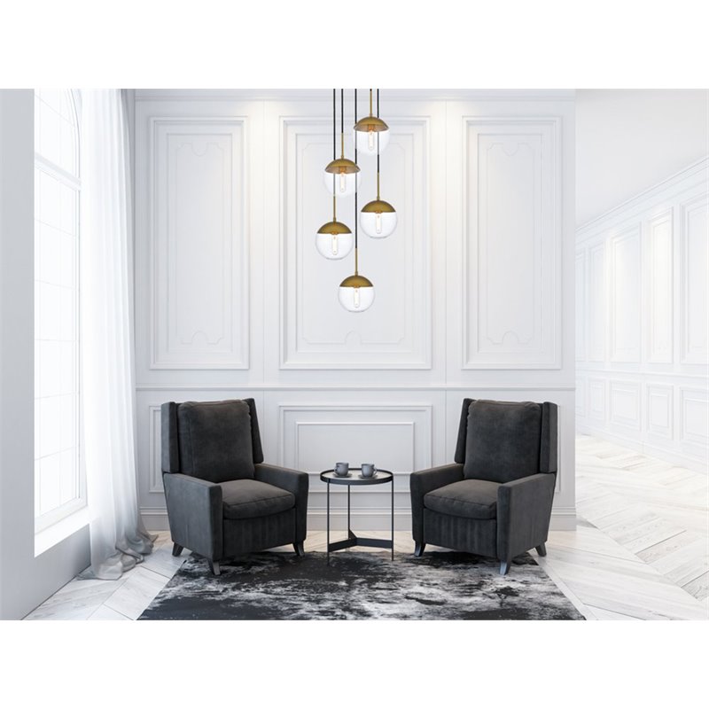 Living District Eclipse 5-Light Metal & Glass Pendant in Brass/Clear