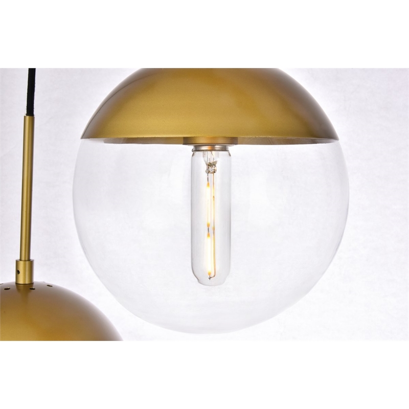 Living District Eclipse 5-Light Metal & Glass Pendant in Brass/Clear