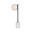 Living District Eclipse 1-Light Metal & Glass Table Lamp in Black/Frosted White