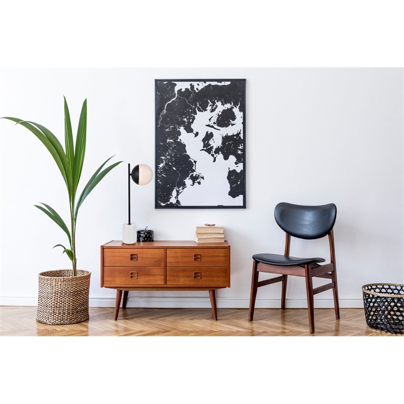 Living District Eclipse 1-Light Metal & Glass Table Lamp in Black/Frosted White