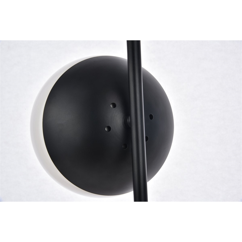 Living District Eclipse 1-Light Metal & Glass Table Lamp in Black/Frosted White
