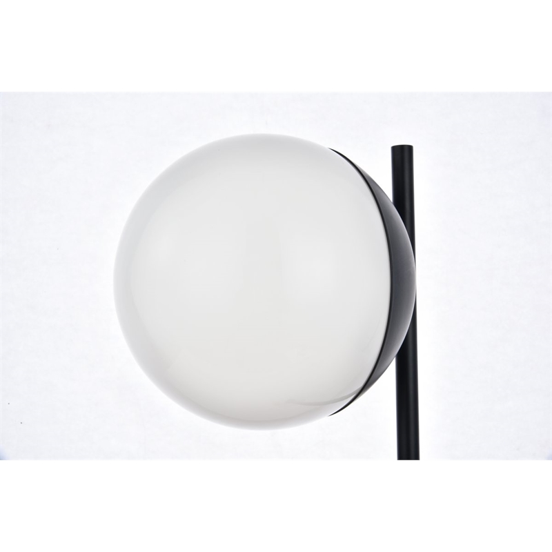 Living District Eclipse 1-Light Metal & Glass Table Lamp in Black/Frosted White