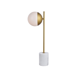 Living District Eclipse 1-Light Metal Table Lamp in Brass and Frosted White
