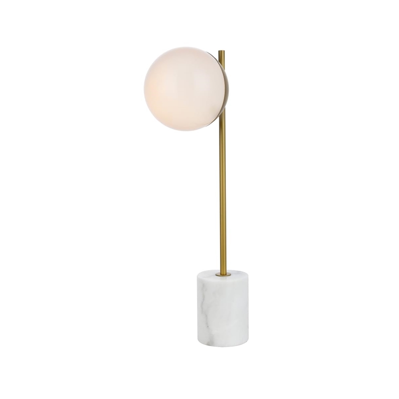 Living District Eclipse 1-Light Metal Table Lamp in Brass and Frosted White