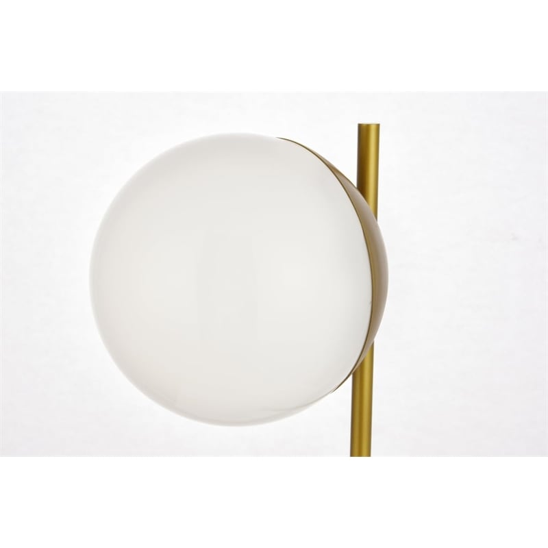 Living District Eclipse 1-Light Metal Table Lamp in Brass and Frosted White