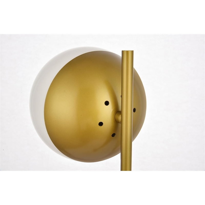 Living District Eclipse 1-Light Metal Table Lamp in Brass and Frosted White
