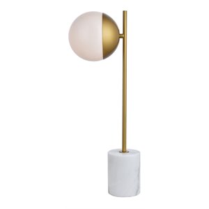 living district eclipse 1-light metal table lamp in brass and frosted white