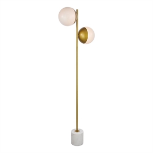 living district eclipse 2-light metal & glass floor lamp in brass/frosted white