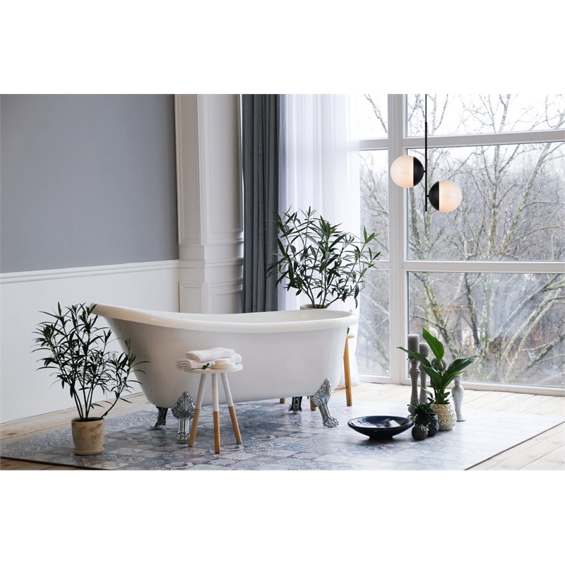 Living District Eclipse 2-Light Metal & Glass Pendant in Black/Frosted White