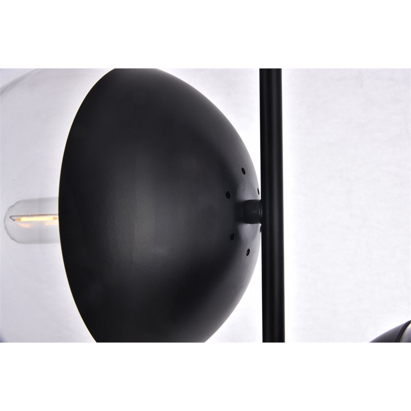 Living District Eclipse 2-Light Metal & Glass Pendant in Black/Clear