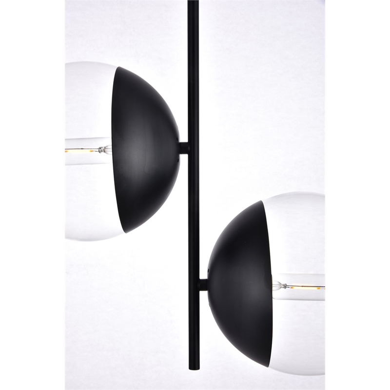Living District Eclipse 2-Light Metal & Glass Pendant in Black/Clear