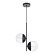 Living District Eclipse 2-Light Metal & Glass Pendant in Black/Clear