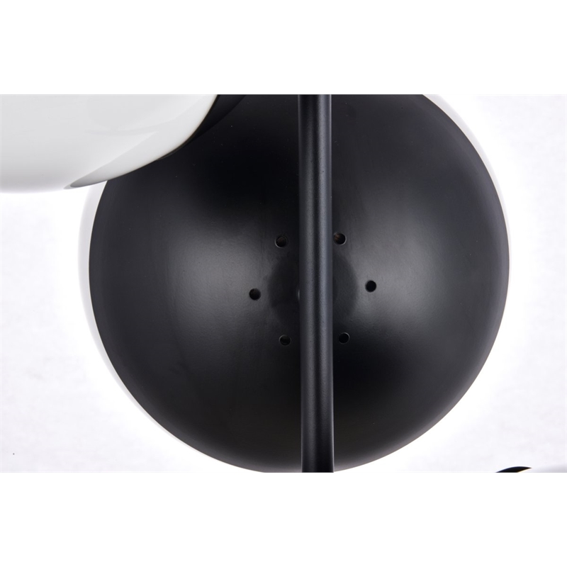 Living District Eclipse 3-Light Glass & Metal Pendant in Black/Frosted White