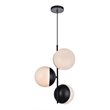 Living District Eclipse 3-Light Glass & Metal Pendant in Black/Frosted White
