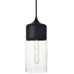 Living District Ashwell 1-Light Metal Pendant in Black & Clear Finish