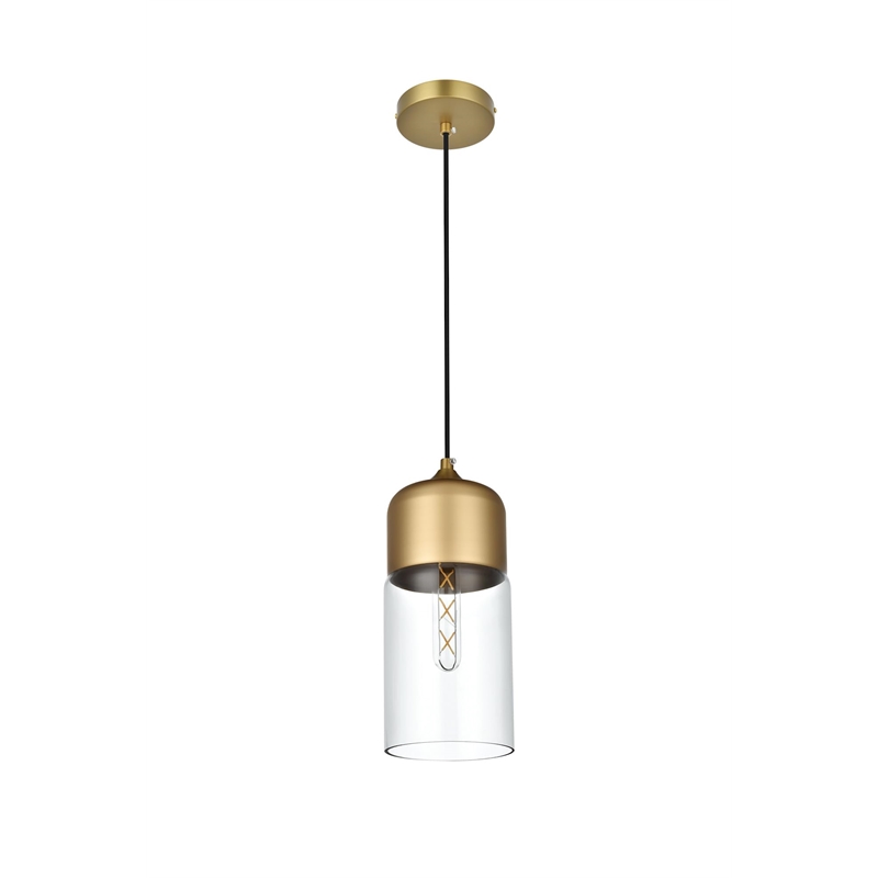 Living District Ashwell 1-Light Metal Pendant in Black & Clear Finish