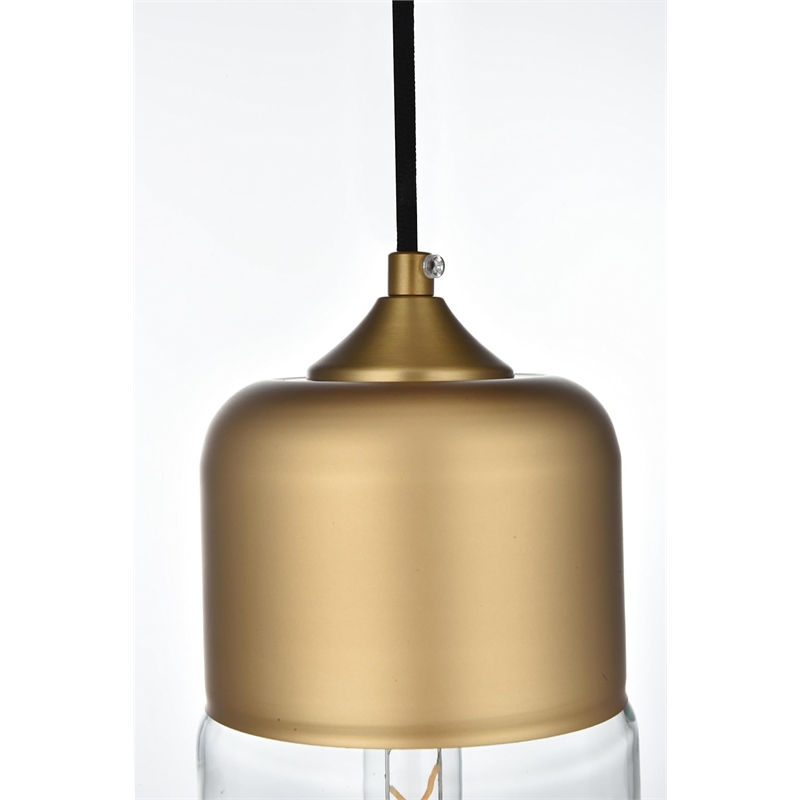 Living District Ashwell 1-Light Metal Pendant in Black & Clear Finish