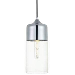 Living District Ashwell 1-Light Metal Pendant in Chrome and Clear
