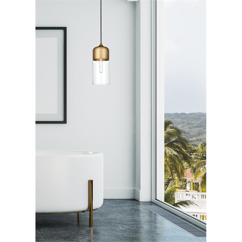 Living District Ashwell 1-Light Metal Pendant in Chrome and Clear