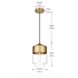 Living District Ashwell 1-Light Metal Pendant in Black and Clear Finish