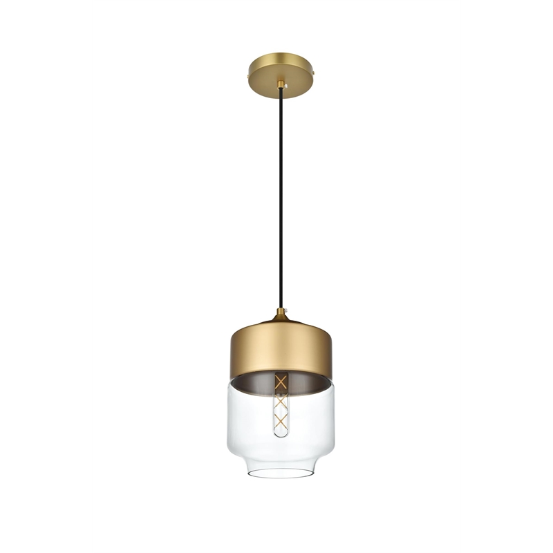 Living District Ashwell 1-Light Metal Pendant in Black and Clear Finish