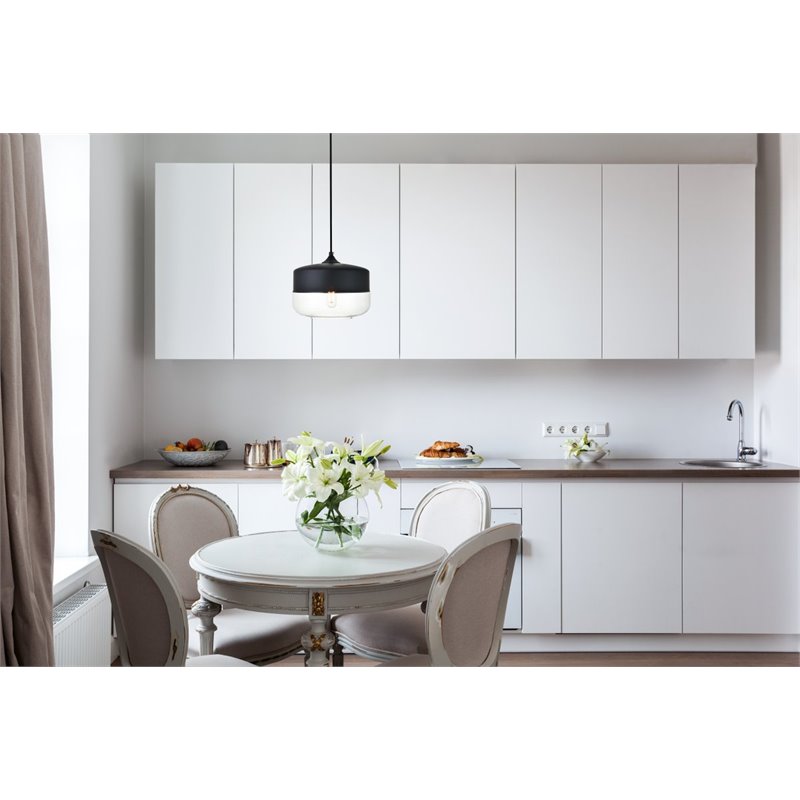 Living District Ashwell 1-Light Metal & Glass Pendant in Black/Clear
