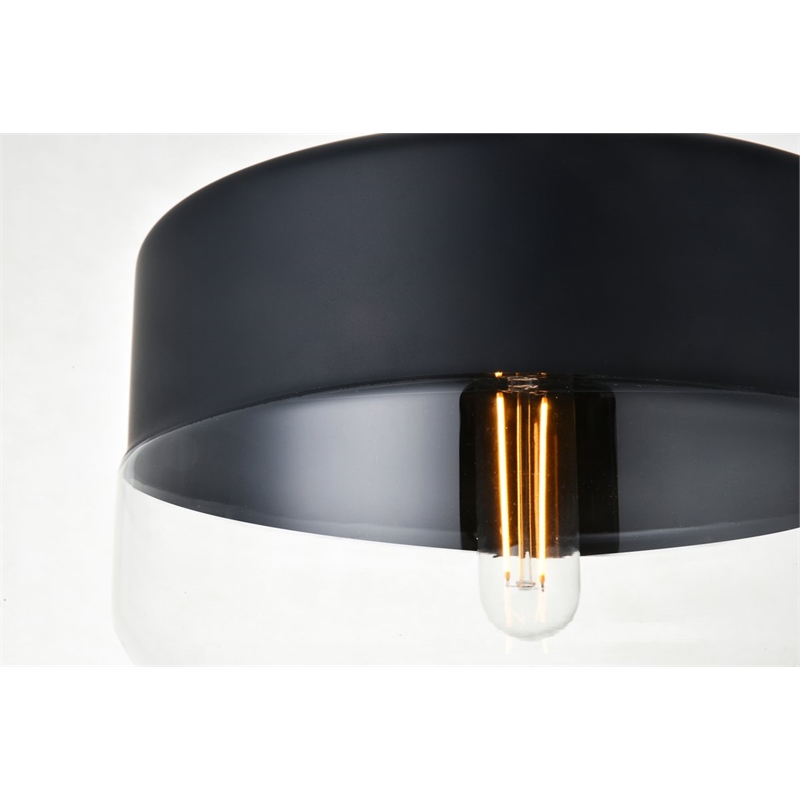 Living District Ashwell 1-Light Metal & Glass Pendant in Black/Clear