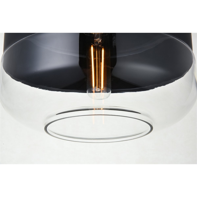 Living District Ashwell 1-Light Metal & Glass Pendant in Black/Clear