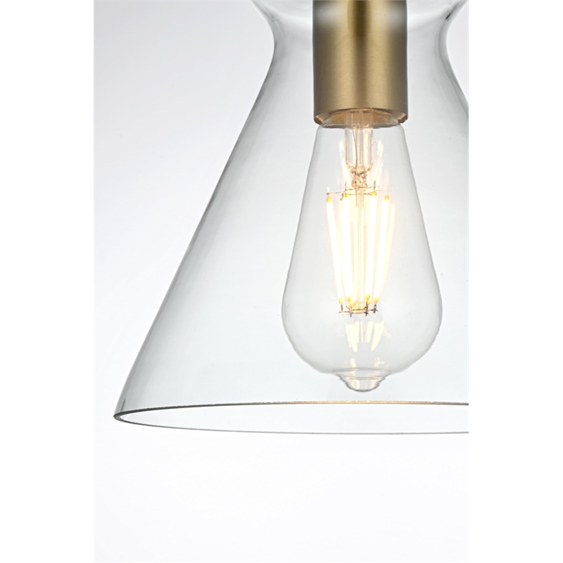 Living District Destry 1-Light Metal Pendant in Brass/Clear Finish