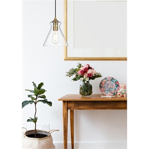 Living District Destry 1-Light Metal Pendant in Chrome and Clear