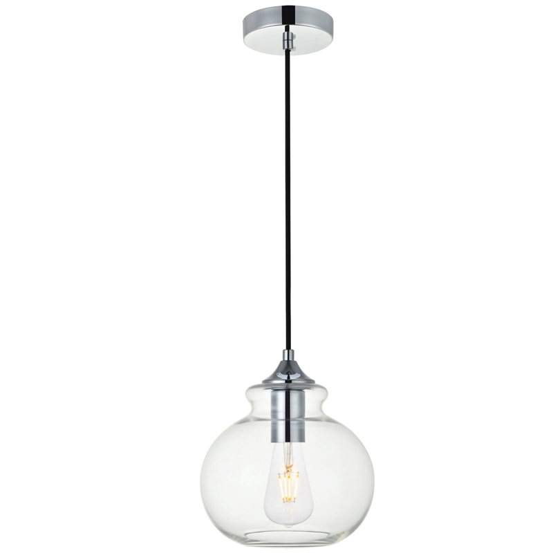 Living District Destry 1-Light Metal Pendant in Black & Clear Finish