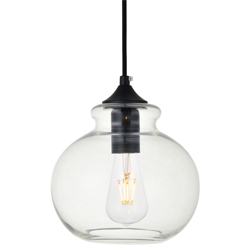 Living District Destry 1-Light Metal Pendant in Black & Clear Finish