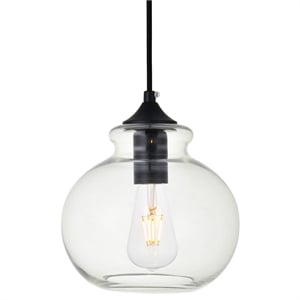 Living District Destry 1-Light Metal Pendant in Black & Clear Finish