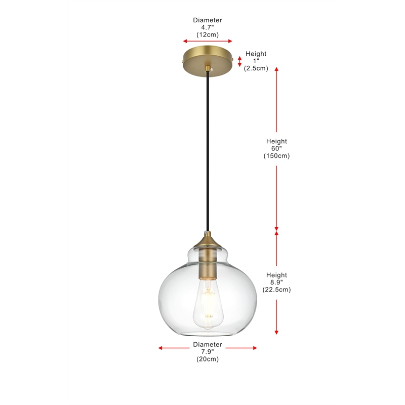 Living District Destry 1-Light Metal Pendant in Black & Clear Finish