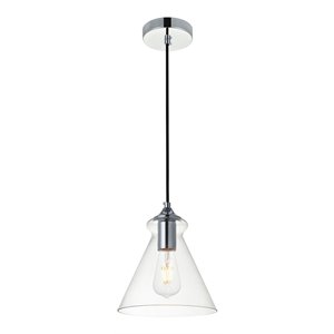 living district destry 1-light metal pendant in black & clear finish