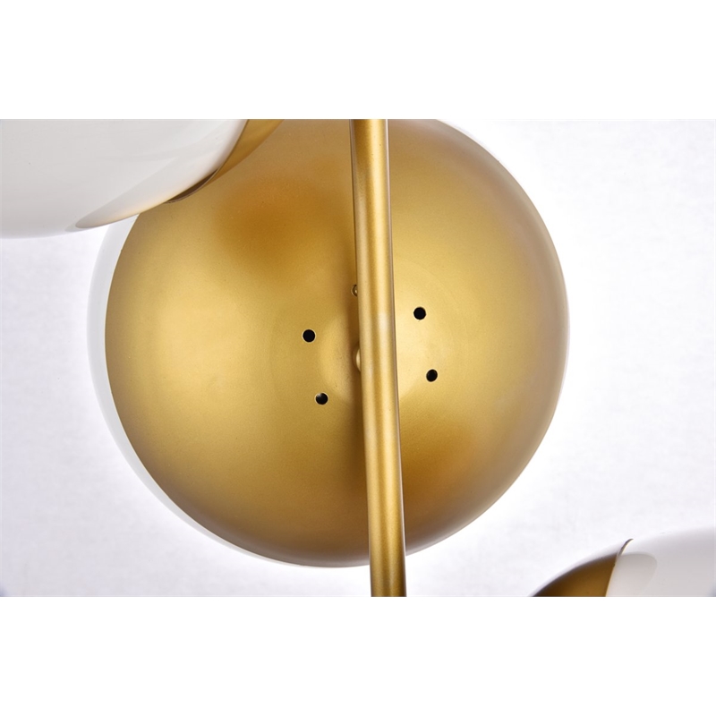 Living District Eclipse 3-Light Metal & Glass Pendant in Brass and Frosted White