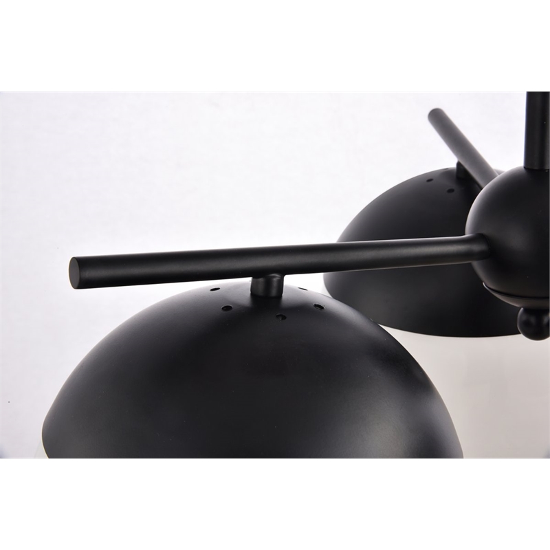 Living District Eclipse 3-Light Metal & Glass Pendant in Black and Frosted White