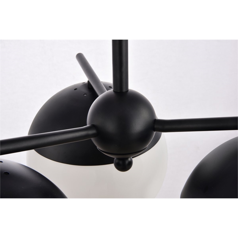 Living District Eclipse 3-Light Metal & Glass Pendant in Black and Frosted White