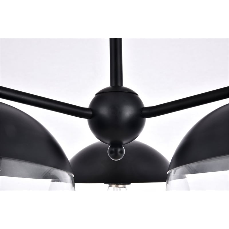 Living District Eclipse 3-Light Glass & Metal Pendant in Black/Clear