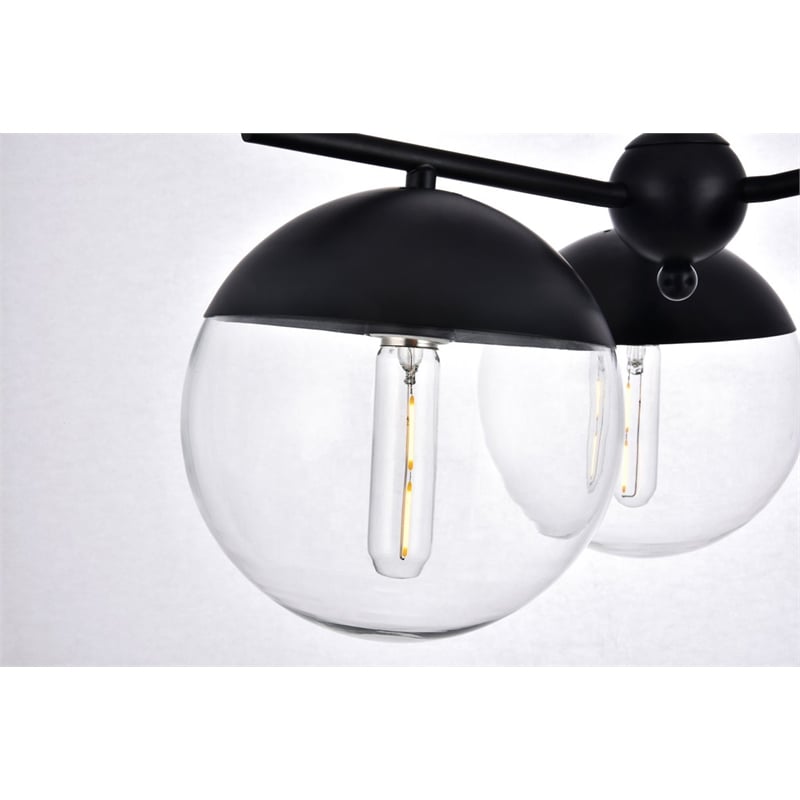 Living District Eclipse 3-Light Glass & Metal Pendant in Black/Clear